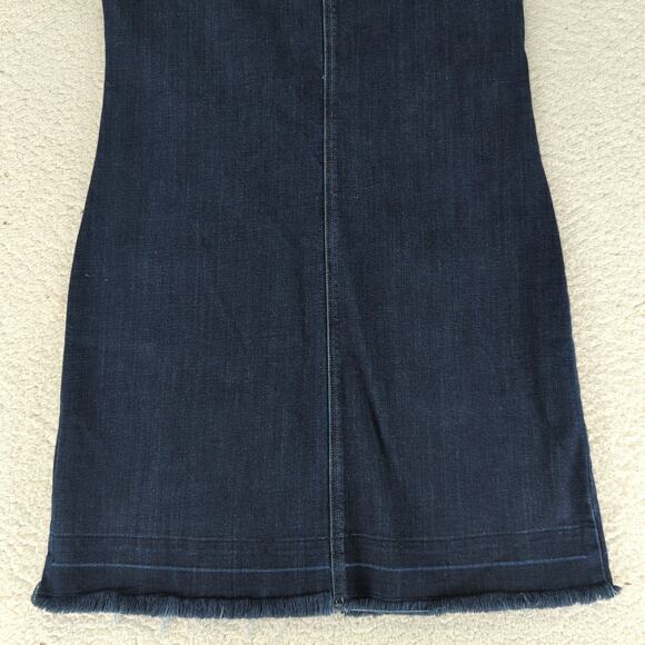 Turo Vince Camuto Short Sleeve Denim Dress Sz 6 Stretch Crewneck Utility Pockets - Picture 6 of 8